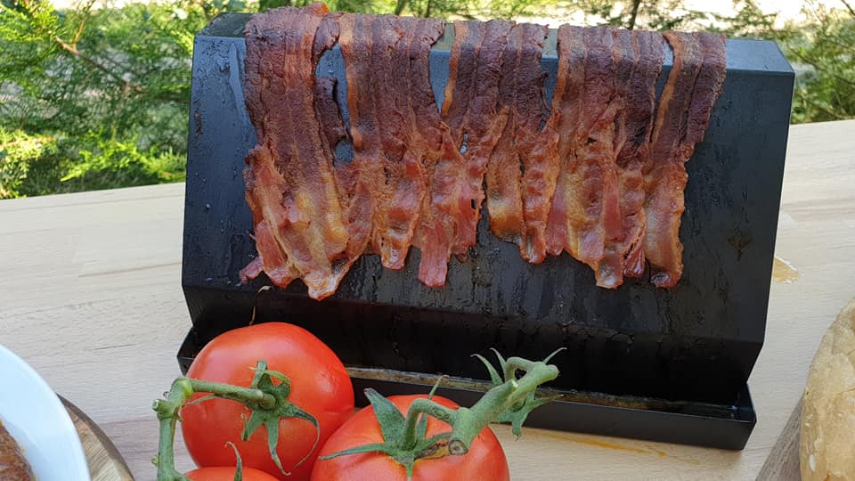 szalonna, baconsütés grill recept baconállvány okosgrill