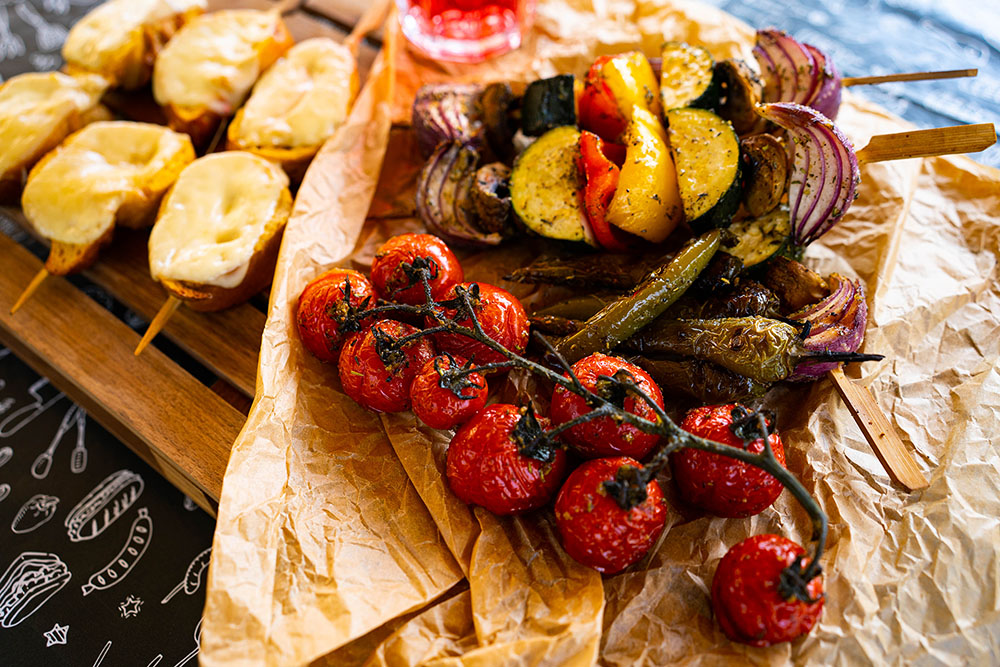 grillezett zöldség bundás ciabatta grillrecept okosgrill